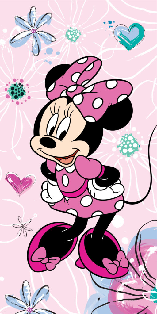 Disney Mimmi Pigg Rosa Blommig Strandhandduk 70x140 cm
