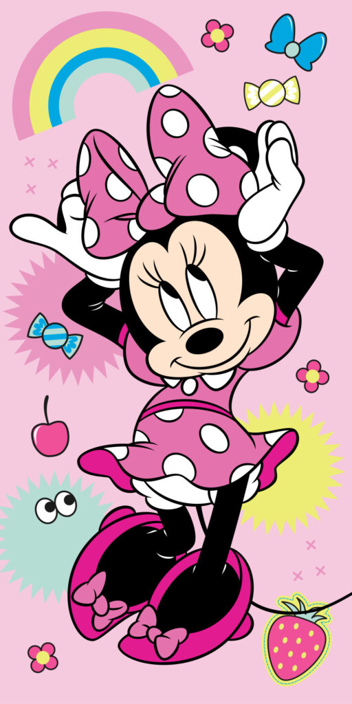 Disney Mimmi Pigg Regnbågsbadhandduk, strandhandduk 70x140 cm