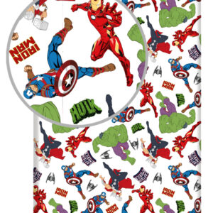 Avengers vitt påslakan med resår 90x200 cm