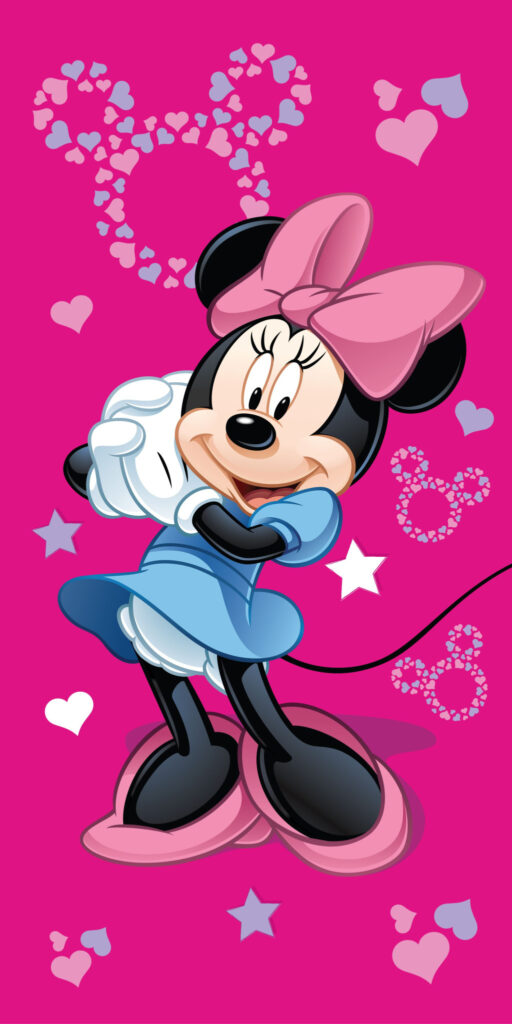 Disney Mimmi Pigg rosa stjärn badhandduk, strandhandduk 70x140 cm