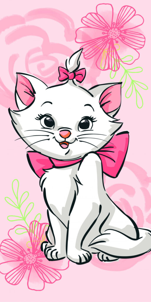 Disney Marie Rosa Blommig badhandduk, strandhandduk 70x140 cm