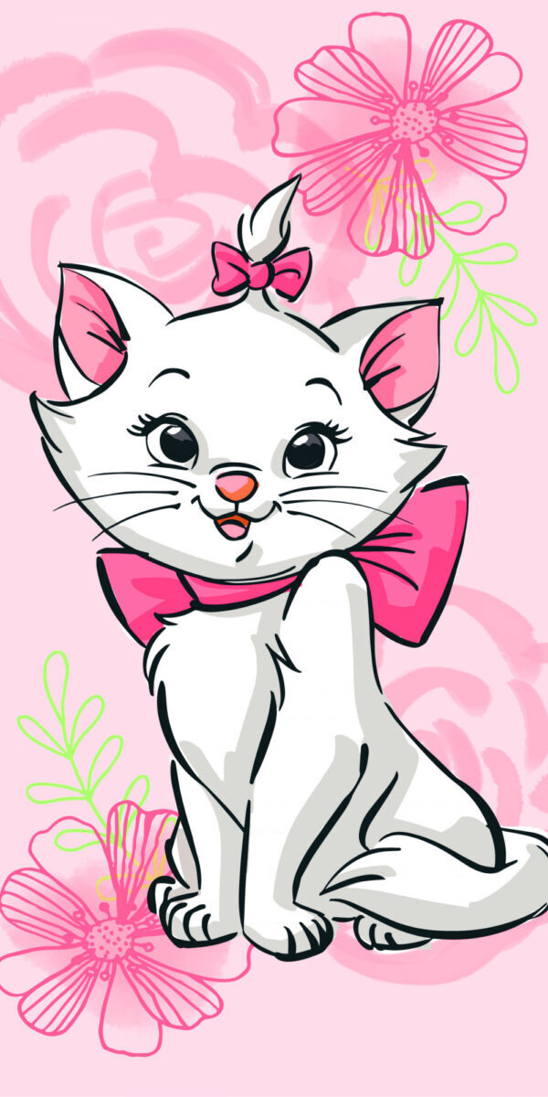 Disney Marie Rosa Blommig badhandduk, strandhandduk 70x140 cm
