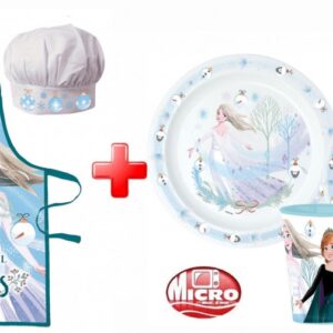 Disney Frozen julförkläde och plastservis