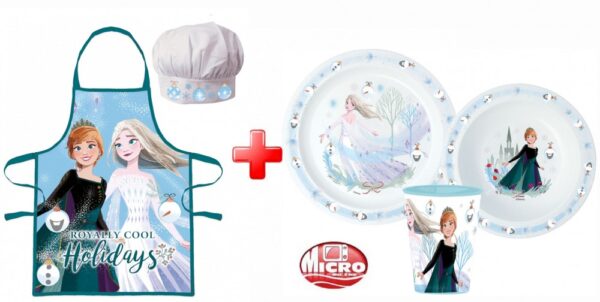 Disney Frozen julförkläde och middagsset i plast