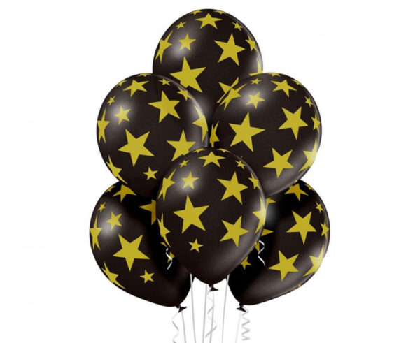 Colour Black Star, Stjärnballong, Set med 6 st 30 cm