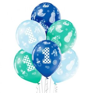 Happy Birthday Ballonger för Första Födelsedagen, 6 st 30 cm