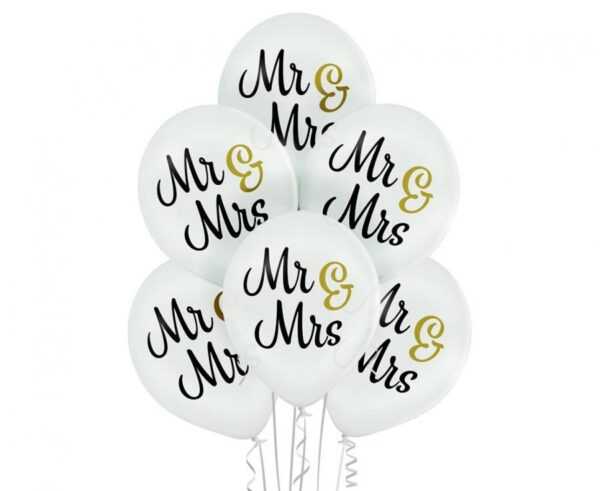 Wedding Mr & Mrs ballongset 6 delar 30 cm