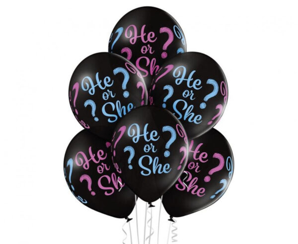 Happy Birthday He or She, Ballonger 6-pack 30 cm
