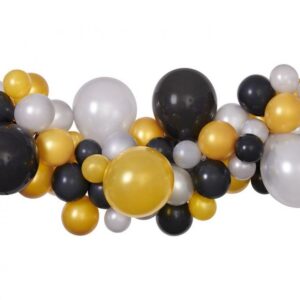 Baby färgglada ballonger, ballonggirlangset 65 delar silver-guld-svart