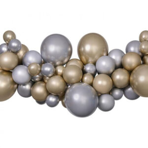 Silver-Guld ballonggirlang, set med 65 delar