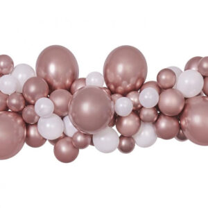 Färgade ballonger i roséguld, ballonggirlang set 65 delar
