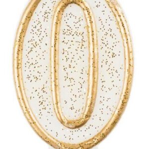 Number Gold glitterljus siffra 0, tårtljus