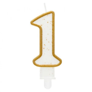 Number Gold glitter siffra 1 ljus, tårtljus