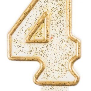 Number Gold glittertårtljus 4