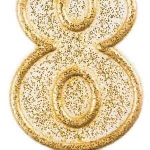 Siffra 8 Guld Glitter Tårtljus
