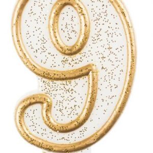 Number Gold glittrigt nummer 9 födelsedagsljus, tårtljus