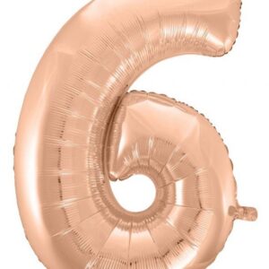 Number Roséguld Nummer 6 Folieballong 92 cm