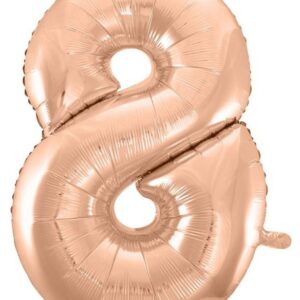 Number Roséguld Nummer 8 Folieballong 92 cm