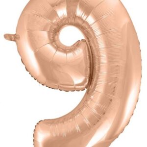 Siffran 9 folieballong roséguld 92 cm