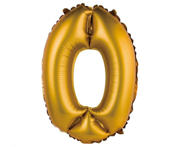 Number Gold Matt guld 0 mini folieballong 35 cm