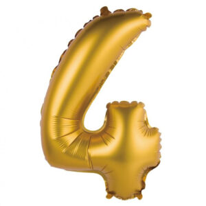 Number Gold Matt Guld Siffra 4 Mini Folieballong 35 cm