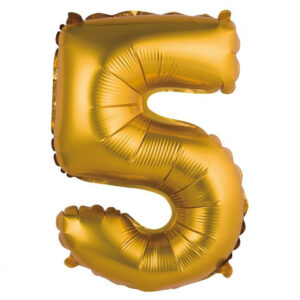 Number Gold Matt Guld 5 Mini Folieballong 35 cm