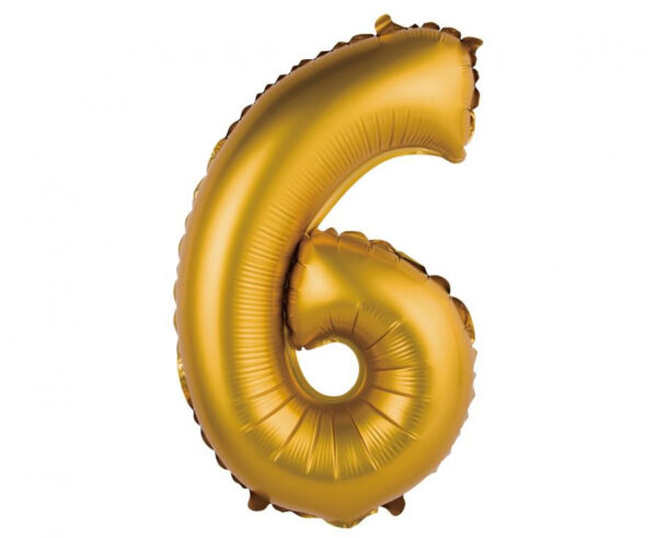 Number Gold Matt Guld 6 Mini Folieballong 35 cm