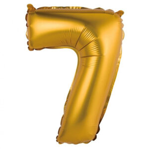 Number Gold Matt Guld 7 Mini Folieballong 35 cm