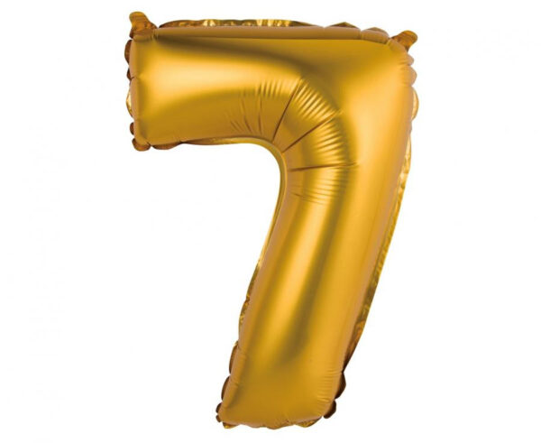 Number Gold Matt Guld 7 Mini Folieballong 35 cm