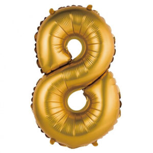 Number Gold Matt Guld 8 mini folieballong 35 cm