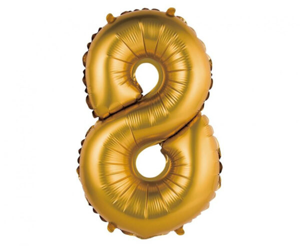 Number Gold Matt guld 8 mini folieballong 35 cm