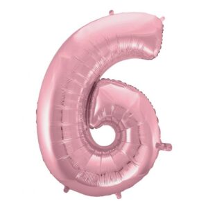 Number Light Pink, 6 Folieballong 92 cm