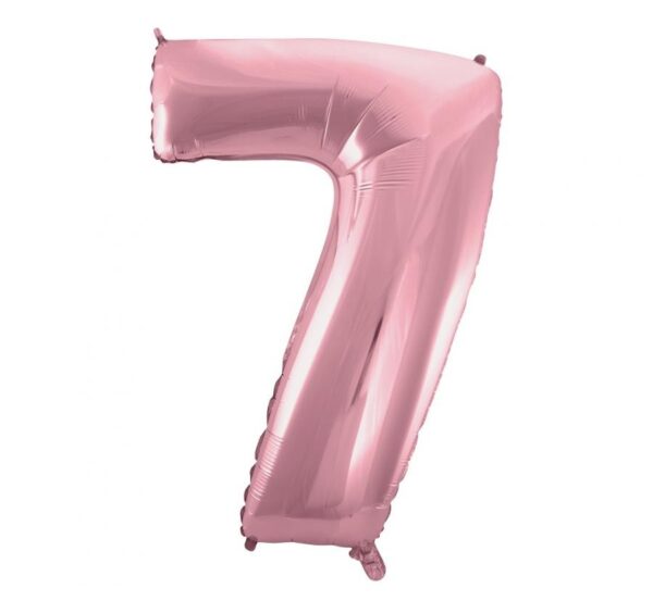 Number Light Pink, nummer 7 folieballong 92 cm