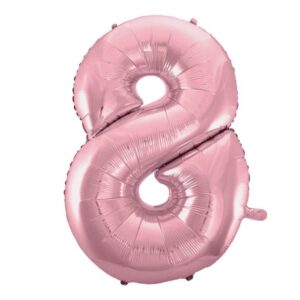Number Light Pink, Nummer 8 Folieballong 92 cm