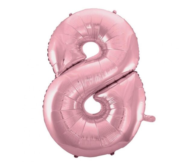 Number Light Pink, Folieballong Siffra 8 92 cm