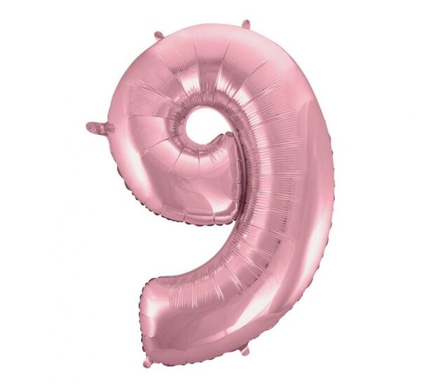 Number Light Pink, Nummer 9 Folieballong 92 cm