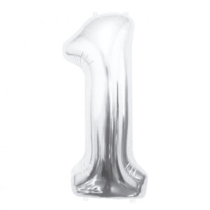 Number Silver, nummer 1 folieballong 85 cm