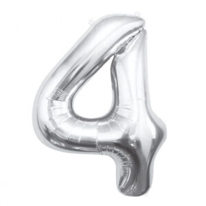 Number Silver, silver folieballong siffra 4, 85 cm