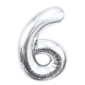 Siffra 6 Silver Folieballong 85 cm