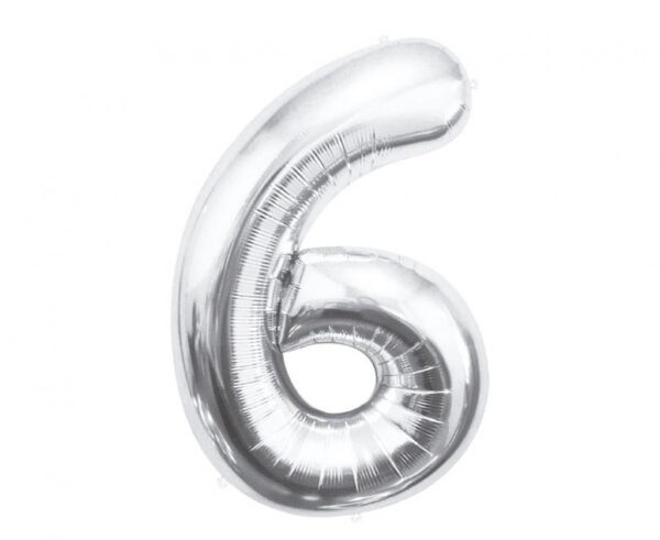 Number Silver, Sifferballong 6 i silverfolie 85 cm