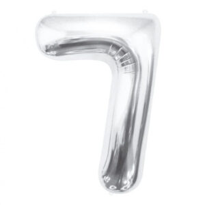 Number Silver, Silver Nummer 7 Folieballong 85 cm