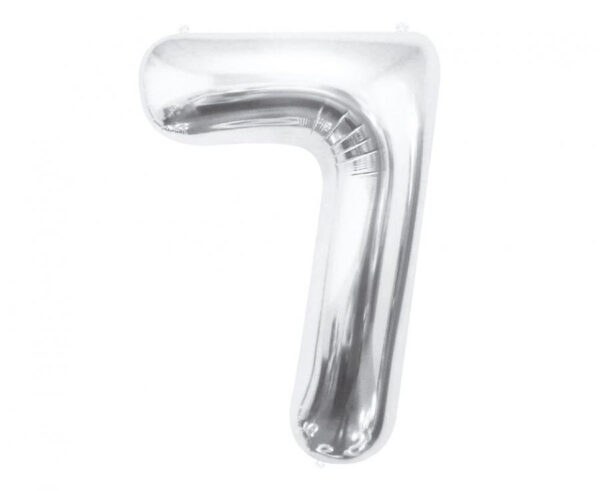 Number Silver, Silver Nummer 7 Folieballong 85 cm