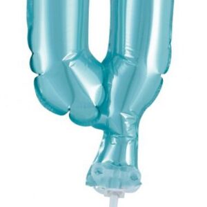 Number Light Blue blå folieballong siffra 0 för tårta 13 cm