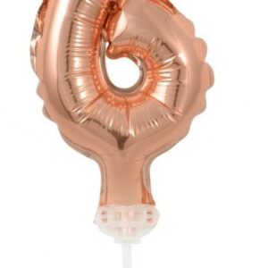 Number Roséguld Nummer 6 Folieballong för Tårta 13 cm