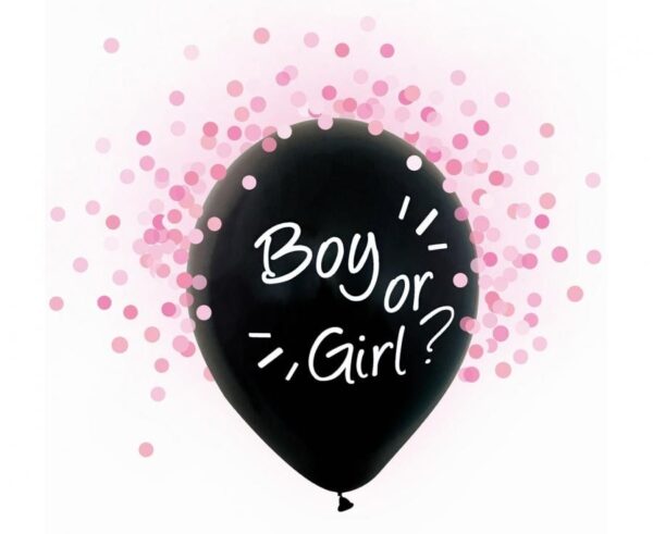 Boy or Girl Rosa Konfettifyllda Ballonger, 4 st 30 cm