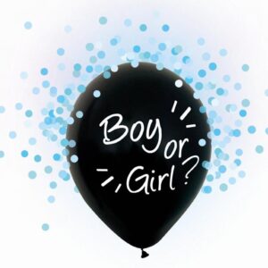Party Boy eller Girl, ballong fylld med blå konfetti, 4 st 30 cm
