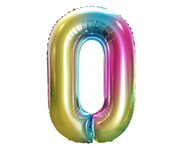 Number Rainbow Nummer 0 Folieballong 85 cm