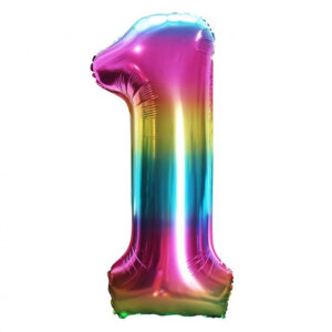 Number Rainbow Nummer 1 Folieballong 85 cm
