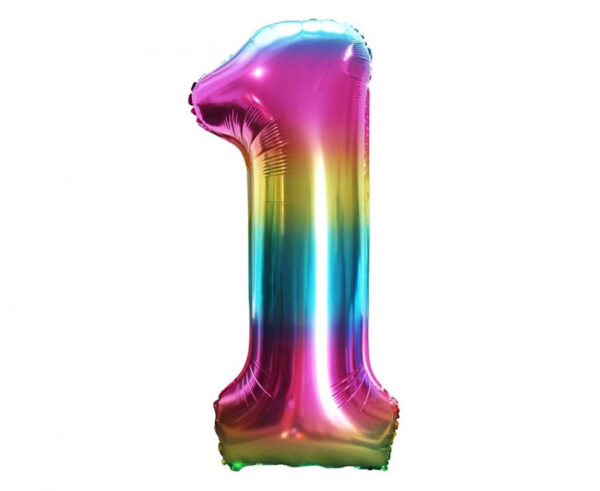 Number Rainbow Folieballong Siffra 1, 85 cm