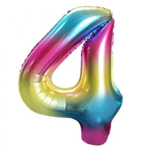 Number Rainbow nummer 4 folieballong 85 cm